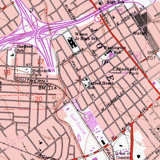 Topographic Map of Sacred Heart Nativity School, CA