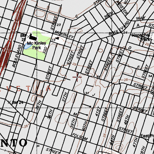 Topographic Map of Sacred Heart Elementary School, CA
