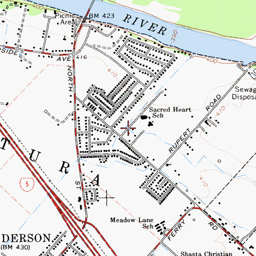 Topographic Map of Sacred Heart Elementary School, CA