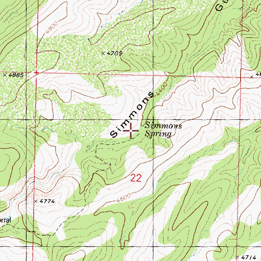 Topographic Map of Simmons Spring, AZ