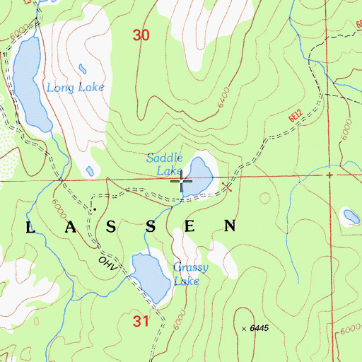 Topographic Map of Saddle Lake, CA