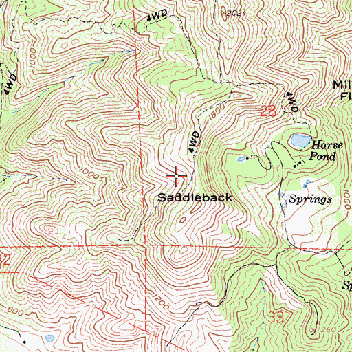 Topographic Map of Saddleback, CA