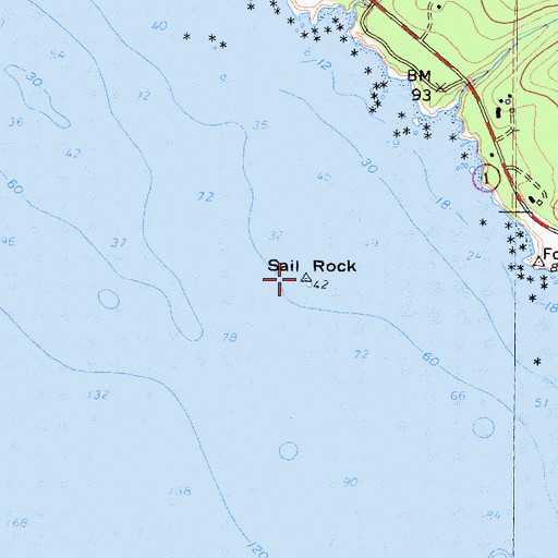 Topographic Map of Sail Rock, CA