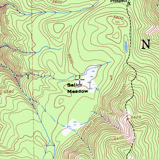 Topographic Map of Sailor Meadow, CA