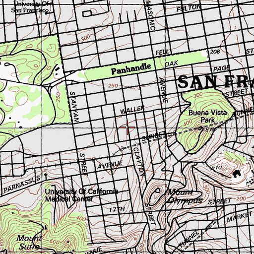 Topographic Map of Saint Agnes School, CA