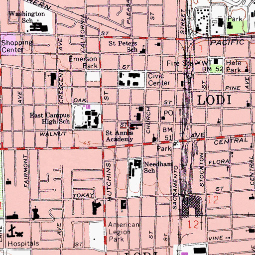 Topographic Map of Saint Anne School, CA