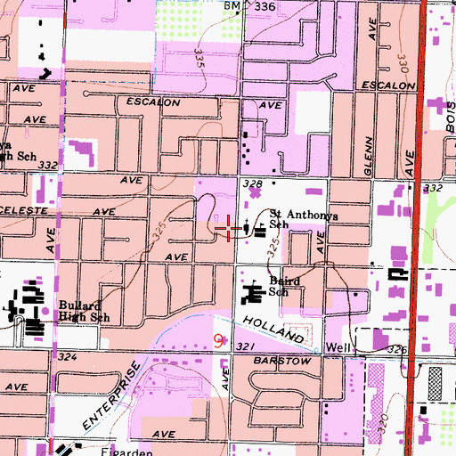 Topographic Map of Saint Anthony Elementary School, CA