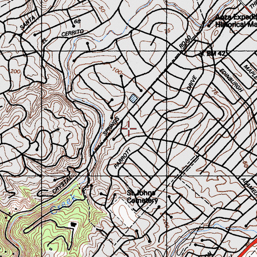 Topographic Map of Saint Bartholomew School, CA