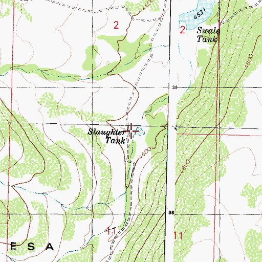 Topographic Map of Slaughter Tank, AZ