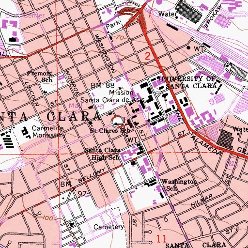 Topographic Map of Saint Clare Elementary School, CA