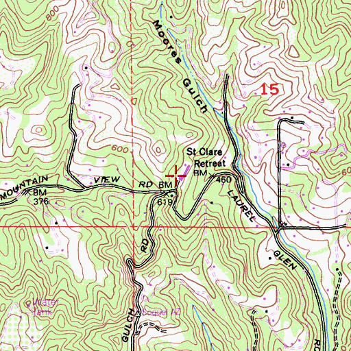 Topographic Map of Saint Clare Retreat, CA