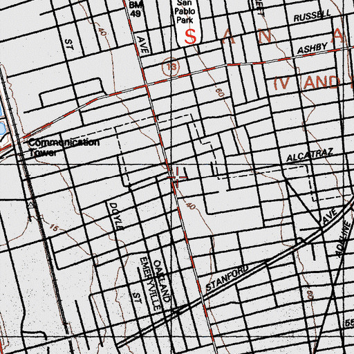 Topographic Map of Saint Columbia School (historical), CA