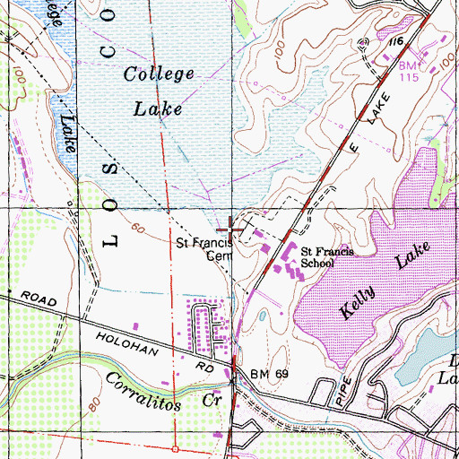 Topographic Map of Saint Francis Cemetery, CA