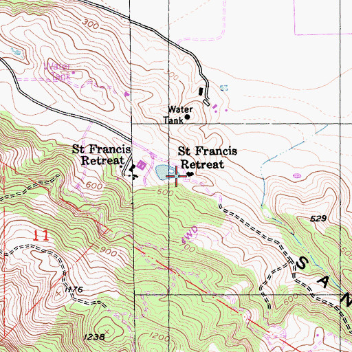 Topographic Map of Saint Francis Retreat, CA