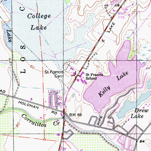 Topographic Map of Saint Francis High School, CA