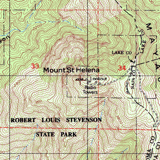Topographic Map of Mount Saint Helena, CA