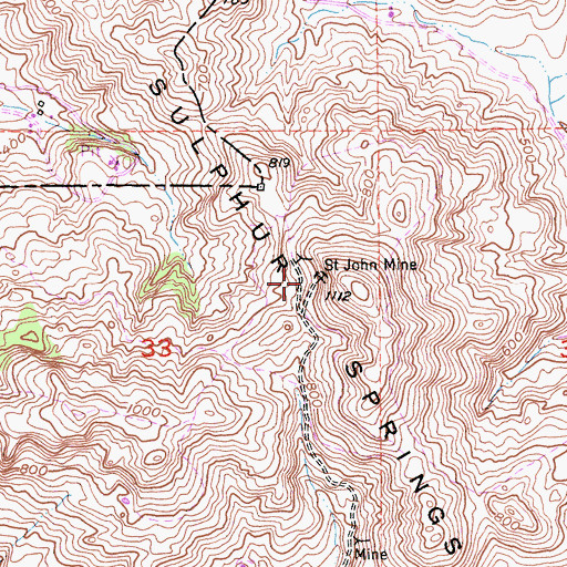 Topographic Map of Saint John Mine, CA