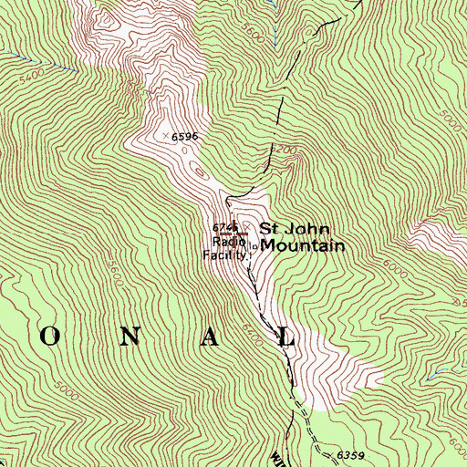Topographic Map of Saint John Mountain, CA