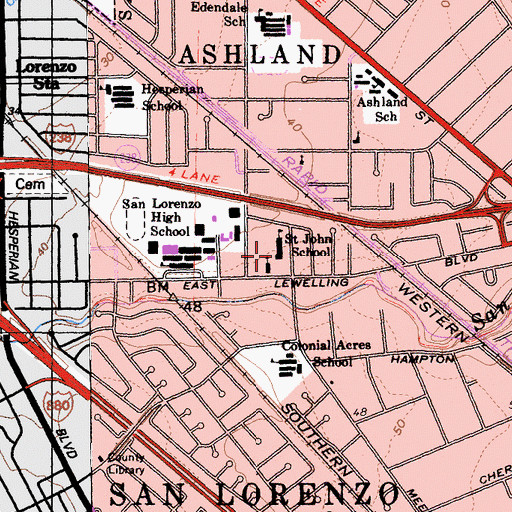 Topographic Map of Saint John School, CA