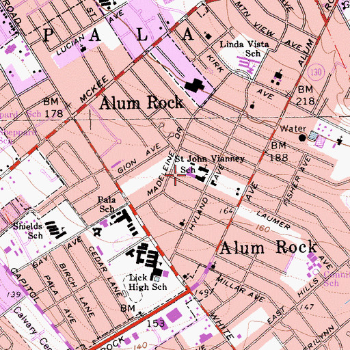 Topographic Map of Saint John Vianney Elementary School, CA