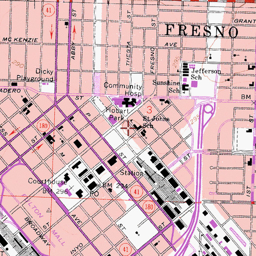 Topographic Map of Saint Johns School, CA