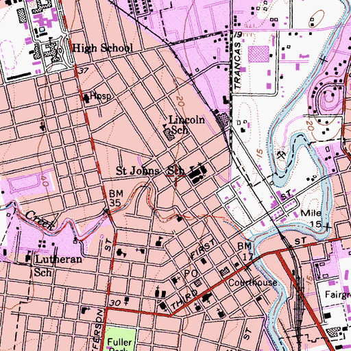 Topographic Map of Saint John The Baptist Catholic School, CA