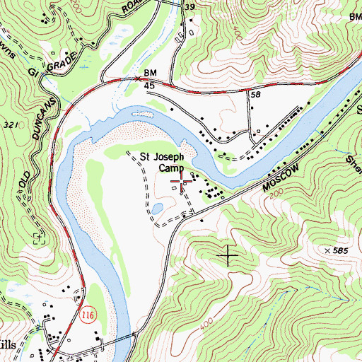 Topographic Map of Saint Joseph Camp, CA