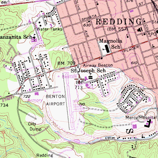Topographic Map of Saint Joseph School, CA