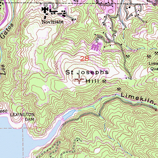 Topographic Map of Saint Josephs Hill, CA