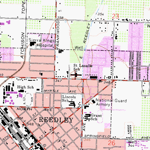 Topographic Map of Saint Lasalle School, CA