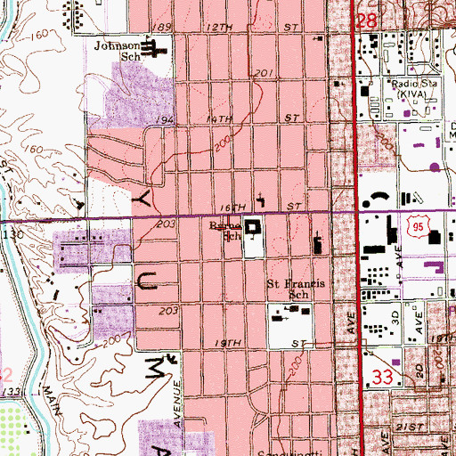 Topographic Map of Alice Byrne Elementary School, AZ