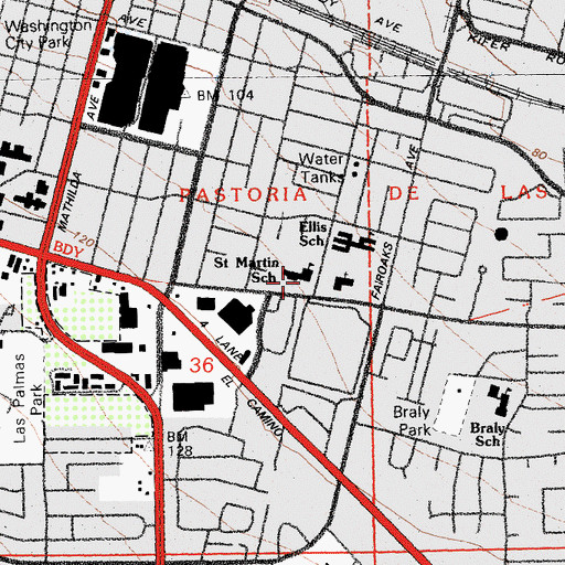 Topographic Map of Saint Martin Elementary School, CA