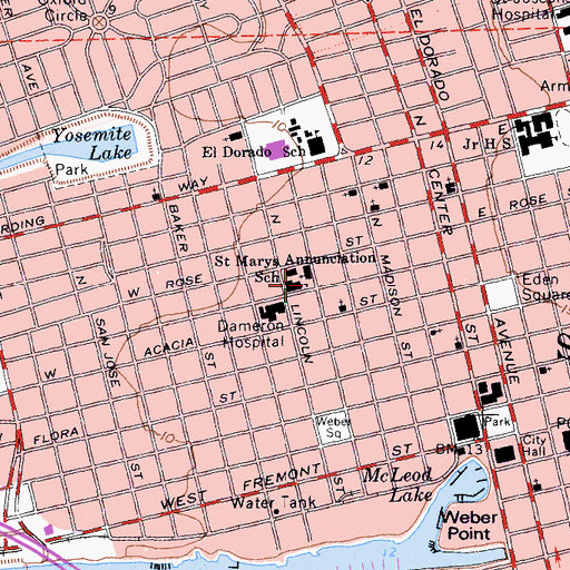 Topographic Map of Saint Marys Annunciation School, CA