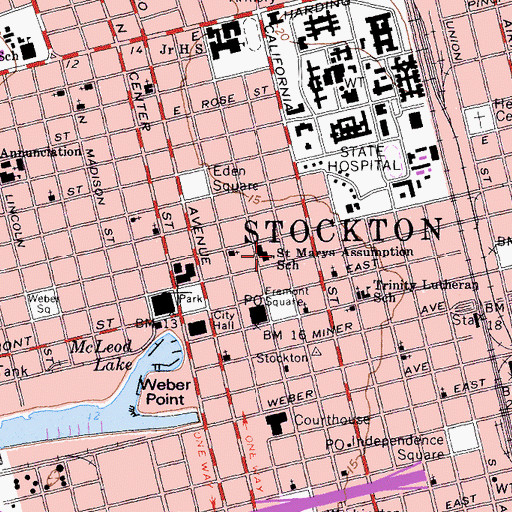 Topographic Map of Saint Marys Assumption School, CA
