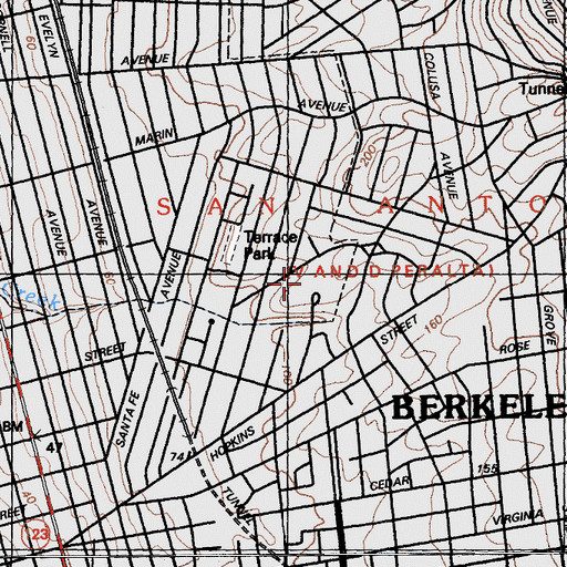 Topographic Map of Saint Mary's College High School, CA