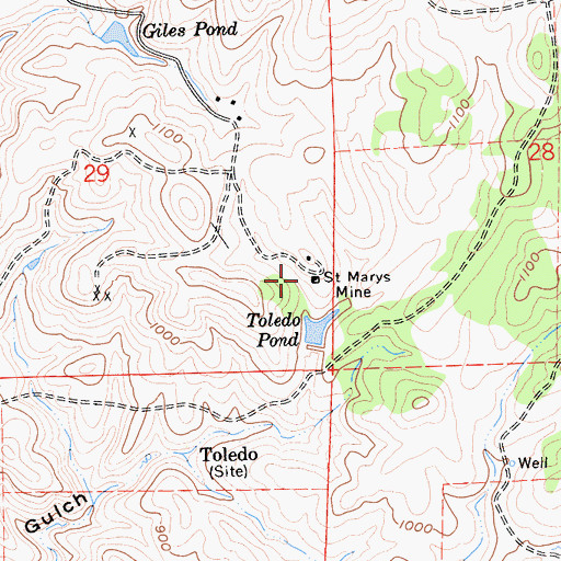 Topographic Map of Saint Marys Mine, CA