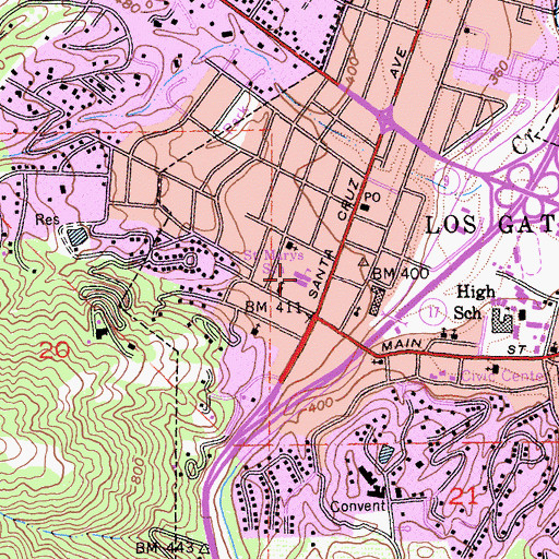 Topographic Map of Saint Mary's Elementary School, CA