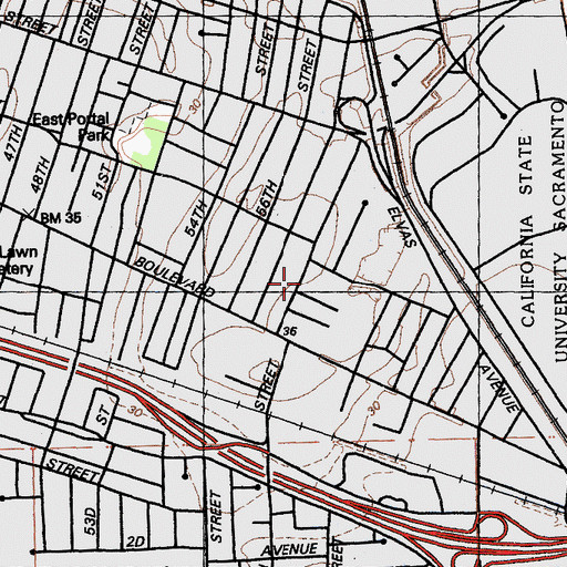 Topographic Map of Saint Mary School, CA