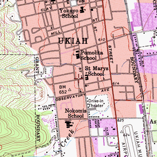 Topographic Map of Saint Mary of the Angels School, CA