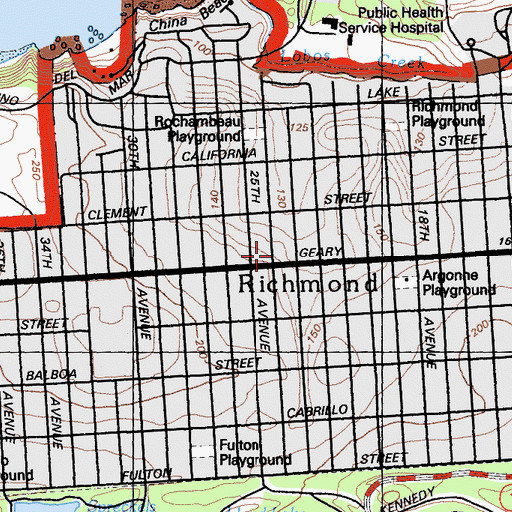 Topographic Map of Saint Monica School, CA