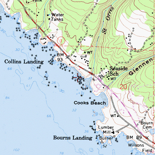 Topographic Map of Saint Orres Creek, CA