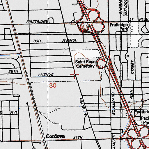 Topographic Map of Saint Patricks Orphanage, CA