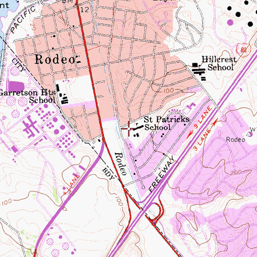 Topographic Map of Saint Patrick School, CA