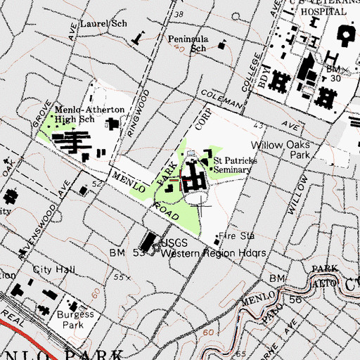 Topographic Map of Saint Patrick's Seminary and University, CA