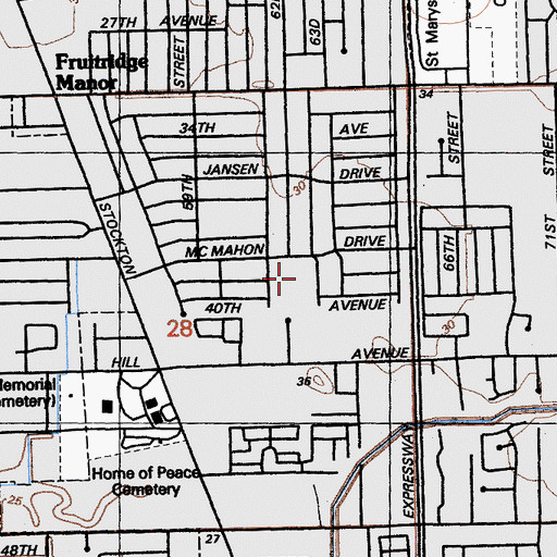 Topographic Map of Saint Peter's Catholic School, CA