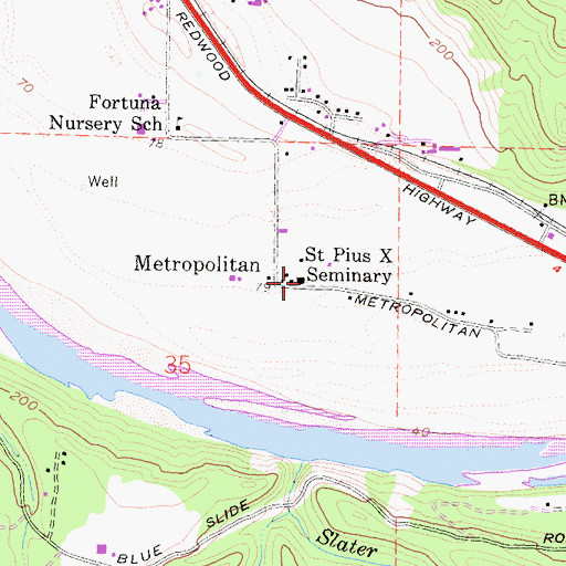 Topographic Map of Saint Pius X Seminary, CA