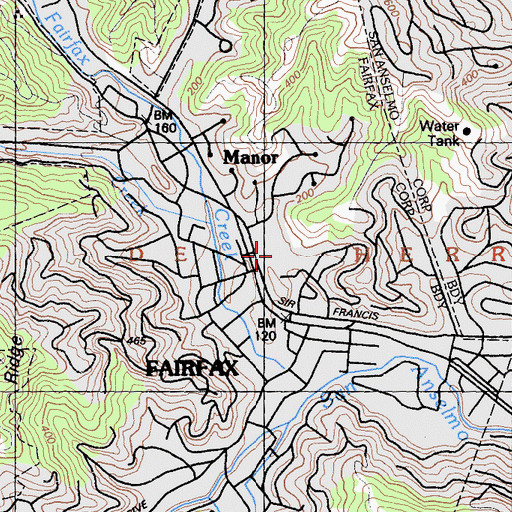 Topographic Map of Saint Rita School, CA