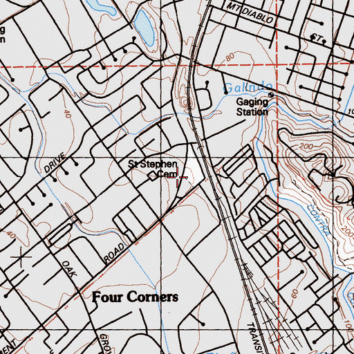 Topographic Map of Saint Stephen Cemetery, CA