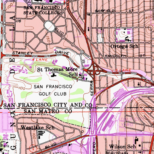 Topographic Map of Saint Thomas More Elementary School, CA