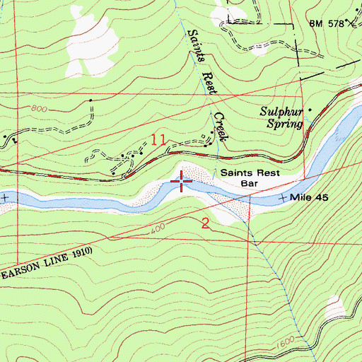 Topographic Map of Saints Rest Creek, CA